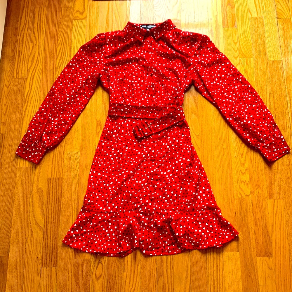 KARL LAGERFELD red dress with hearts size 6